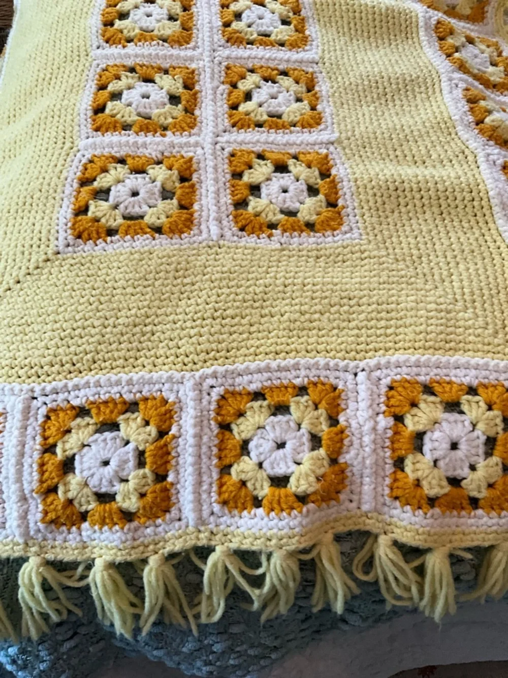 Afghan Granny Square Yellow and Gold 42x31 approximately